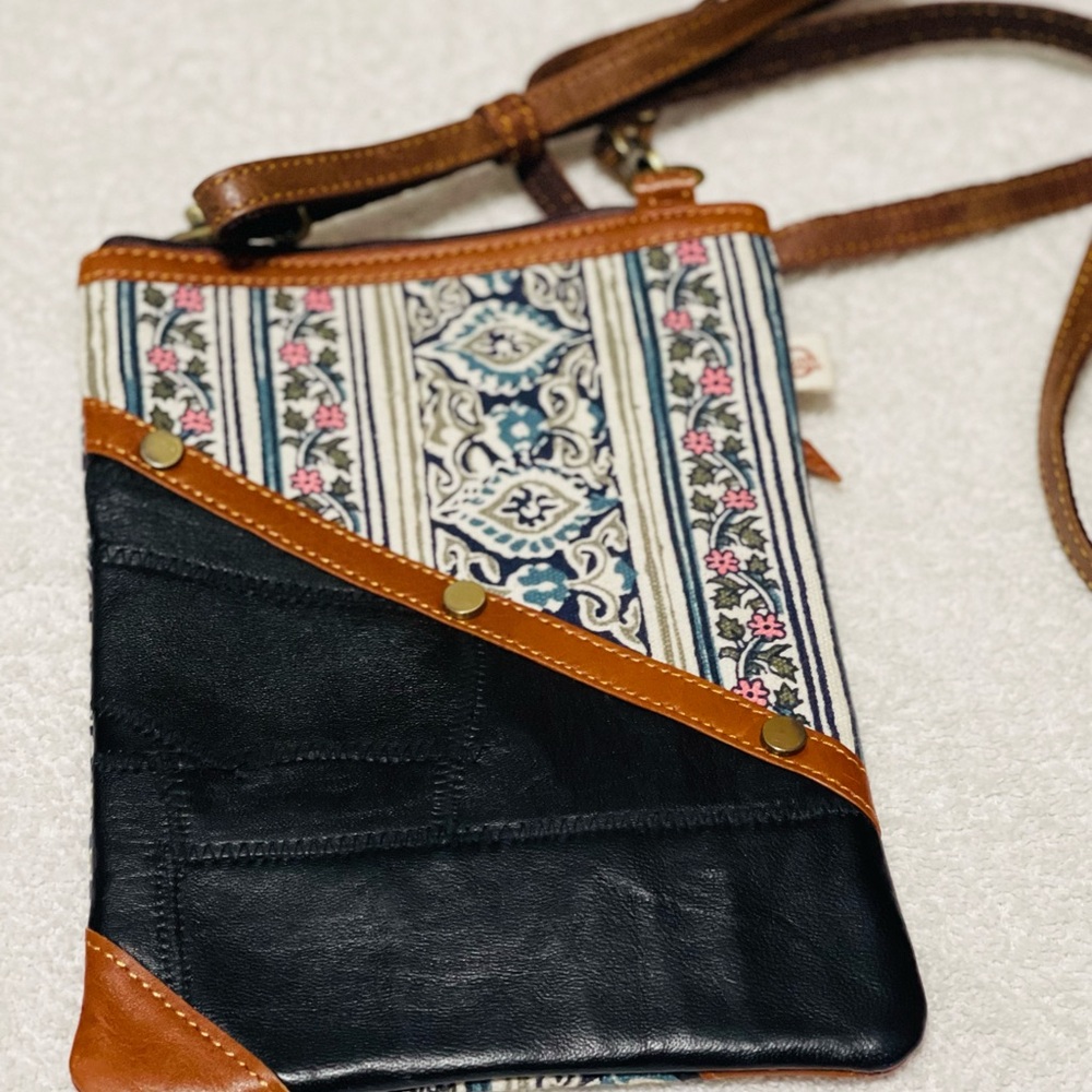Leather patchwork crossbody